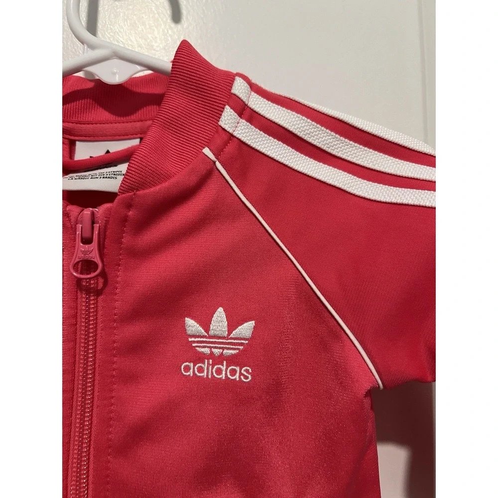Adidas Baby‎ Girl Track Suit Pink Size 3-6 Months Striped Athletic Hot Pink Zip